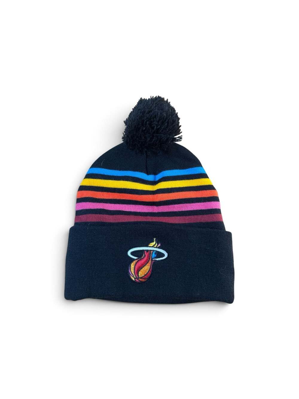 '47 Brand Miami Heat Mashup Vol. 2 Cuff Knit Pom Beanie Hat Black OSFA